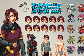 2d retro game art, indie pixel character, pixel sprite animation, pixel game art