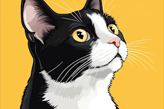 draw your cat, dog, or any pet into cartoon vector portrait
