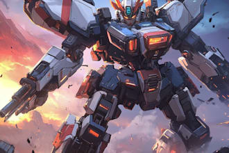 draw macha robot ,armor, gundam in anime style