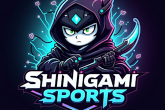design high quality esport shinigami sport mascot logo with creative concepts