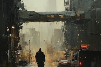 design futuristic cyberpunk city landscape or environment concept art