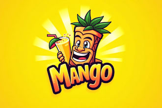 do tiki mango lemonade juice mascot logo design 1 day