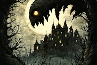 art fantasy art, dark art, black and white illustrations