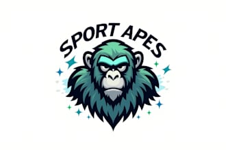 do sport apes abstract sign emblem or mascot logo design