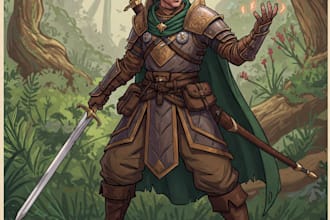 make dnd art, fantasy character for dnd party