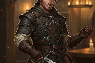 draw dnd art, fantasy character for dnd party or pathfinder