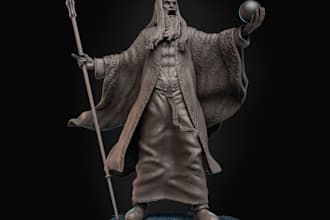 make 3d saruman character, tabletop wargame fantasy, stl pathfinder 3d printing