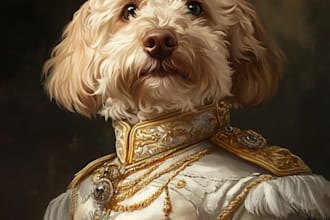 create royal pet portrait image to celebrate your pet