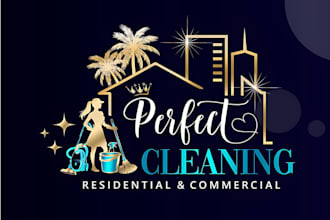 do a unique power washing, house clean, janitorial, commercial cleaning logo