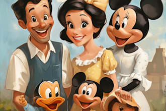 design a professional disney family portrait