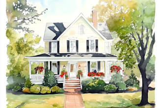 pencil or watercolor sketch your house
