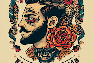 make old school traditional tattoo for vintage tshirt design
