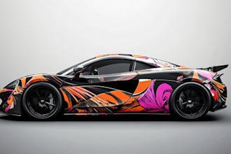 create a premium vehicle wrap design, car wrap, bus wrap