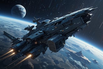 illustrate a sci fi spaceship art