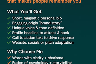 write your personal bio and story that makes people remember you