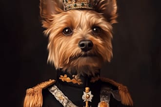do custom royal pet portrait renaissance oil paint dog cat gift