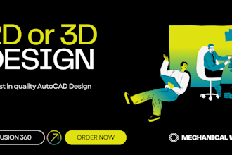 do 2d or 3d mechanical product design using fusion 360, solidworks, or autocad