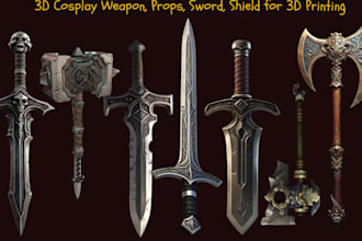 do stylized 3d weapon, game asset for unity and unreal engine, cosplay swords