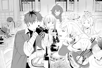 draw black and white manga pages in japanese style