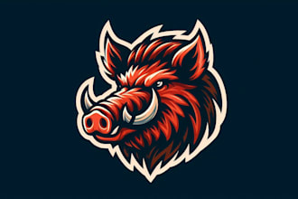 do wild boar head mascot logo design