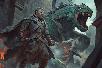 create a dnd character , illustration ,environment design
