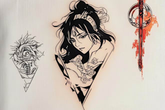 make custom tattoo anime into geometric design