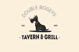 design design bar restaurant fun dog mascot golf logo