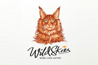 design maine coon cat breeder logo