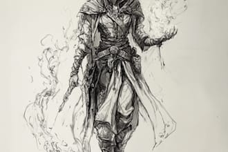 draw dnd art character, creature, game art, sheet, fantasy art