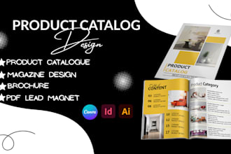 design product catalogue, catalog, magazine layout, brochure, pdf lead magnet
