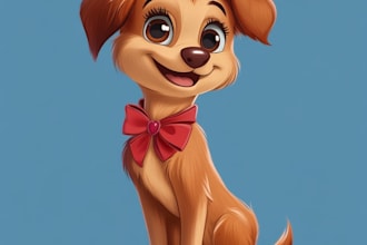 dog a beautiful portrait in disney cartoon style