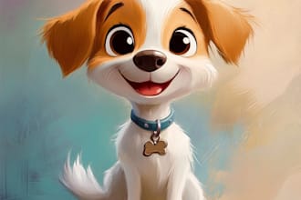dog  a beautiful portrait in disney cartoon style