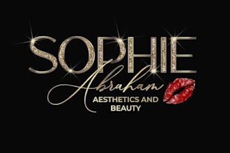 design a gold aesthetic lips beauty makeup glitter shiny logo