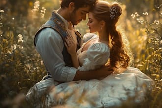 magical couple portraits in disney or pixar style