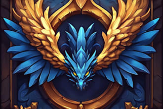draw a fantasy, rpg, sci fi, steam, app animated game logo