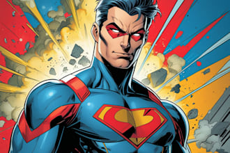 do graphic novel page superhero cartoon character design