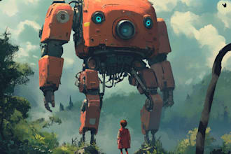 custom futuristic mecha robot character illustration art