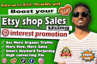 boost etsy shop sales using pinterest promotion and organic traffic, shop SEO