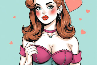 draw a pin up girl and pin up girl illustration