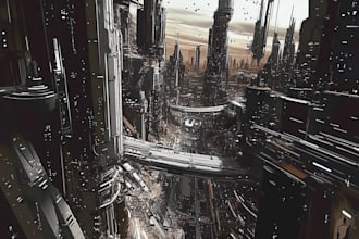 design an illustration of futuristic cyberpunk city