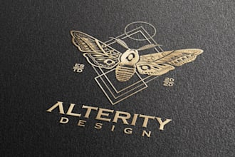 design minimalist luxury butterfly beer logo classic branding