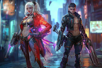 make portrait illustration with cyberpunk anime style