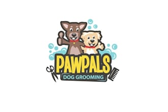 design fun dog grooming business logo
