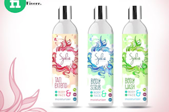 design minimal luxurious and modern cosmetic labels or packaging bottle