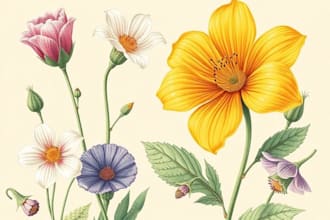 draw botanical flower plants scientific illustration