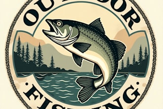 design high quality vintage outdoor fishing logo with unlimited revision