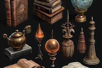 do 2d game assets, props, objects, item, icons fantasy art