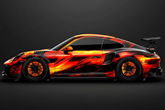 create vehicle wrap design, racing car wrap, car wrap design
