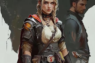 draw character art reference, fantasy design in anime style