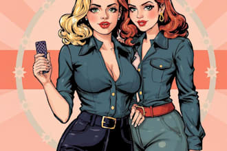 draw a pin up girl and pin up girl illustration